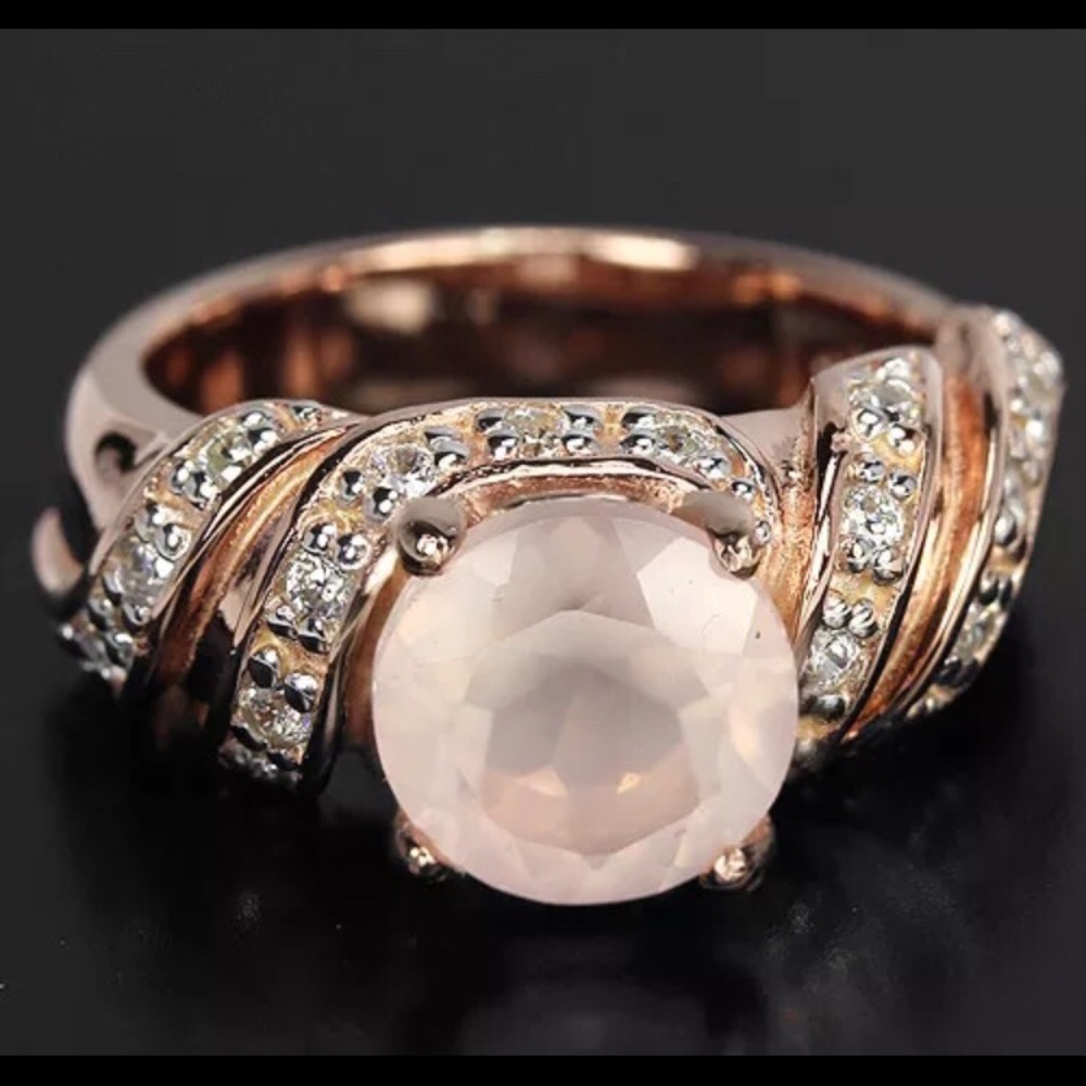 Natural Rose Quartz sterling silver 925 Ring